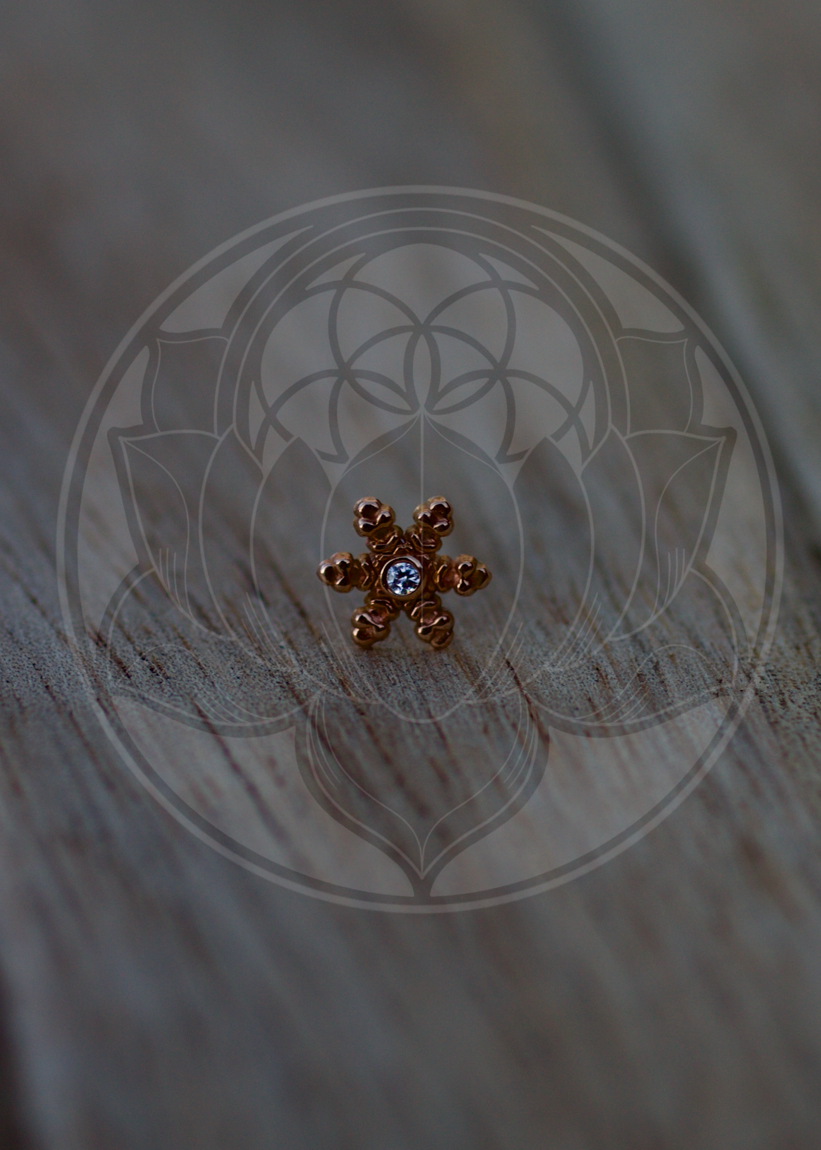 14k Rose Gold Snowflake 1.2mm Stones (6.5mm) Threadless End