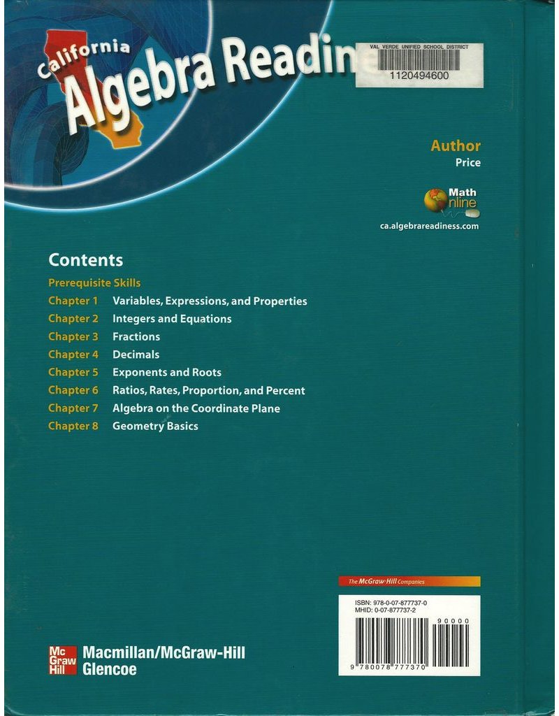 California Algebra Readiness: Concepts, Skills, And Problem Solving