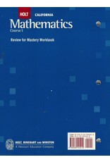 Holt Mathematics California: Review For Mastery Workbook Course 1