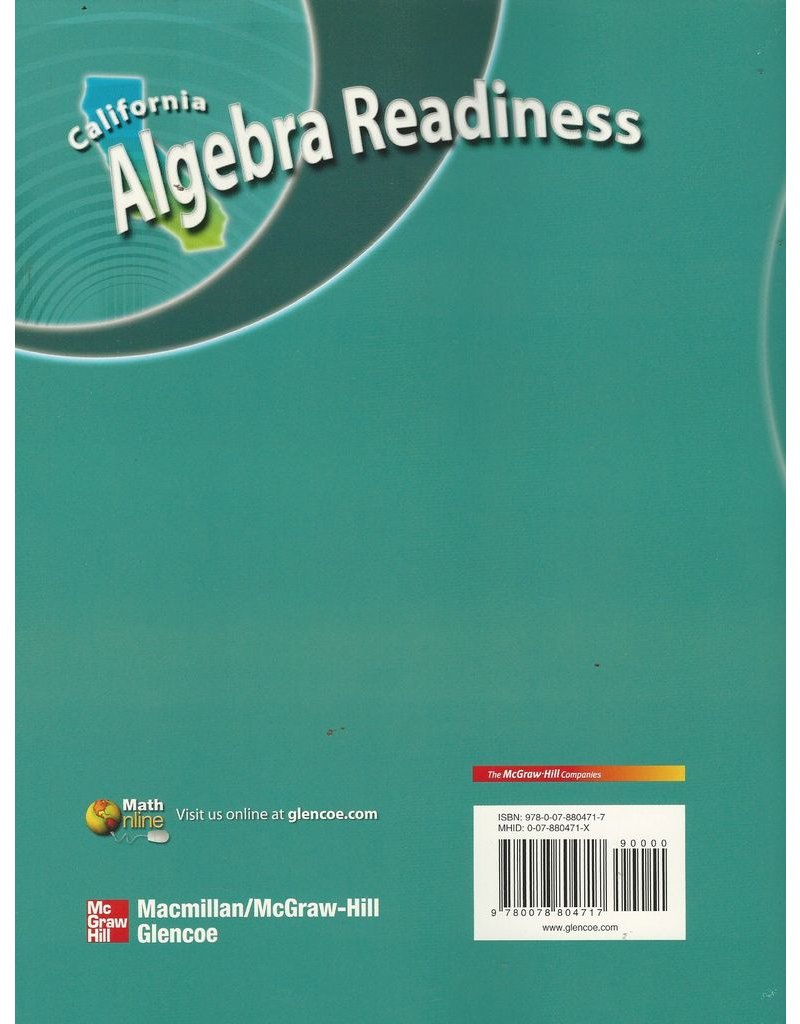 California Algebra Readiness, Concepts, Skills, And Problem Solving Workbook