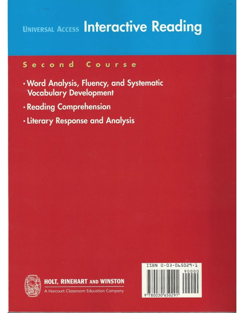 Holt Literature & Language Arts Universal Access Interactive Reading - Second Course