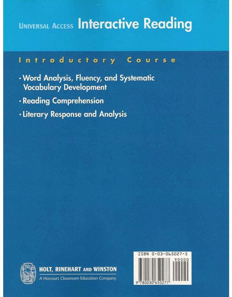 Holt Literature & Language Arts Universal Access Interactive Reading Grade 6