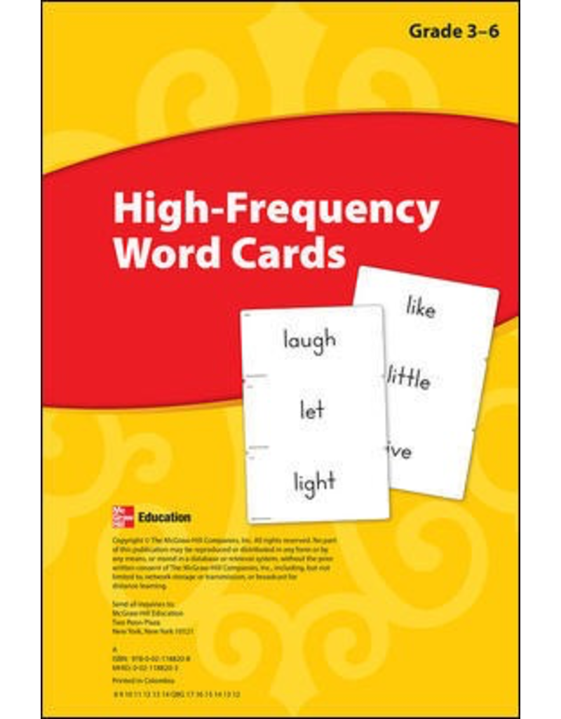 Reading Wonders, Grades 3-6, High Frequency Word Cards