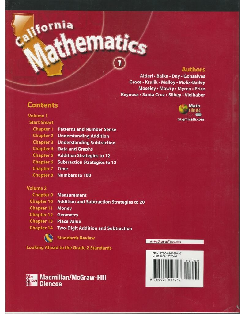 california mathematics concepts skills and problem solving grade 1