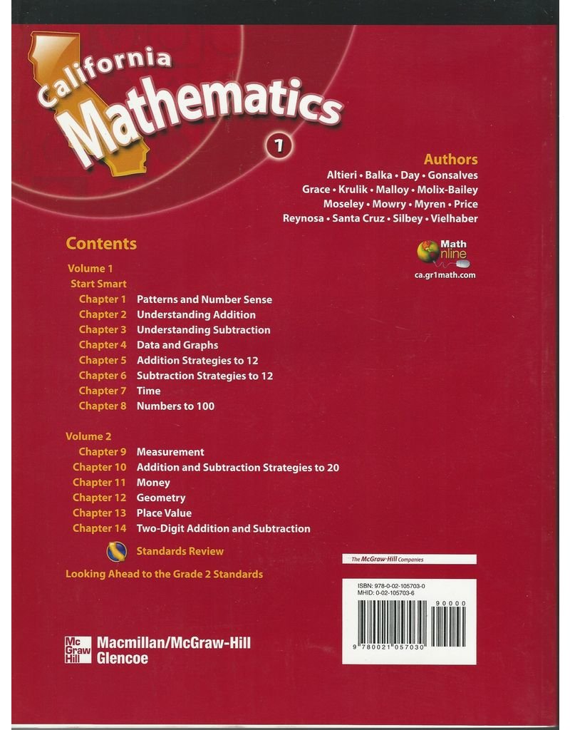 California Mathematics 1st Grade: Concepts, Skills and Problem-Solving - Vol. 1
