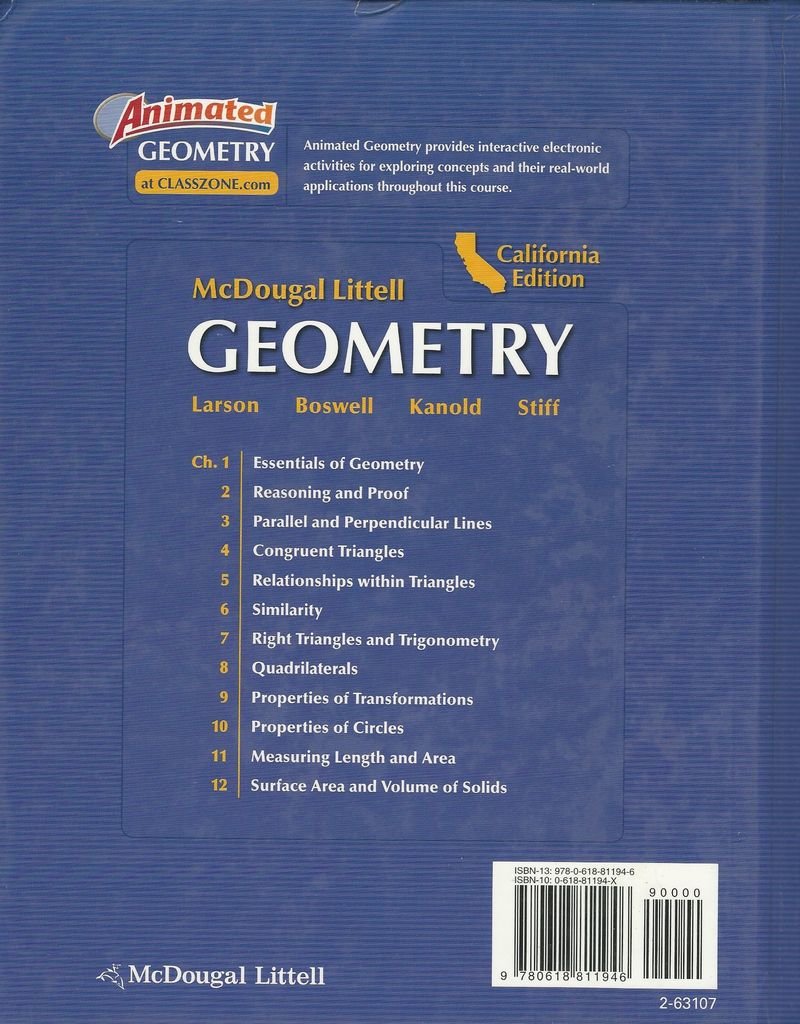 Holt Mcdougal Larson Geometry California