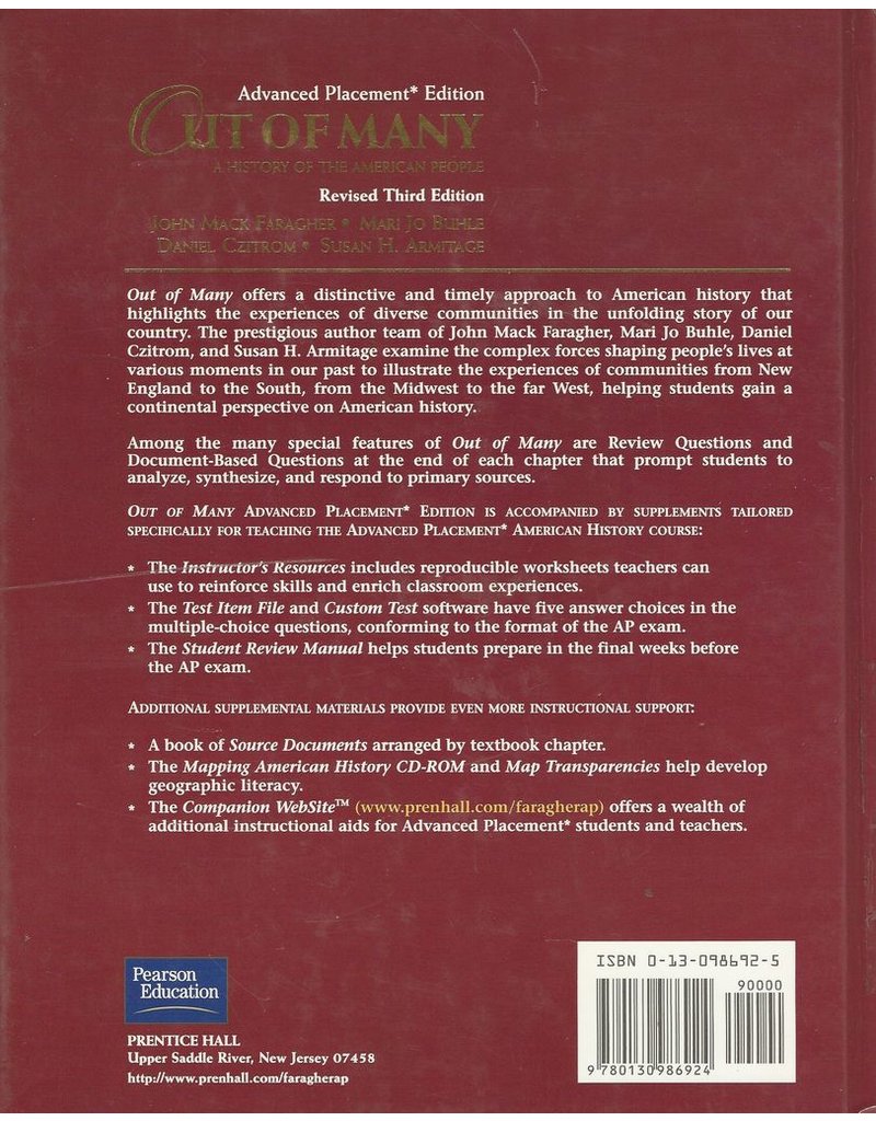 Out Of Many: A History Of The American People