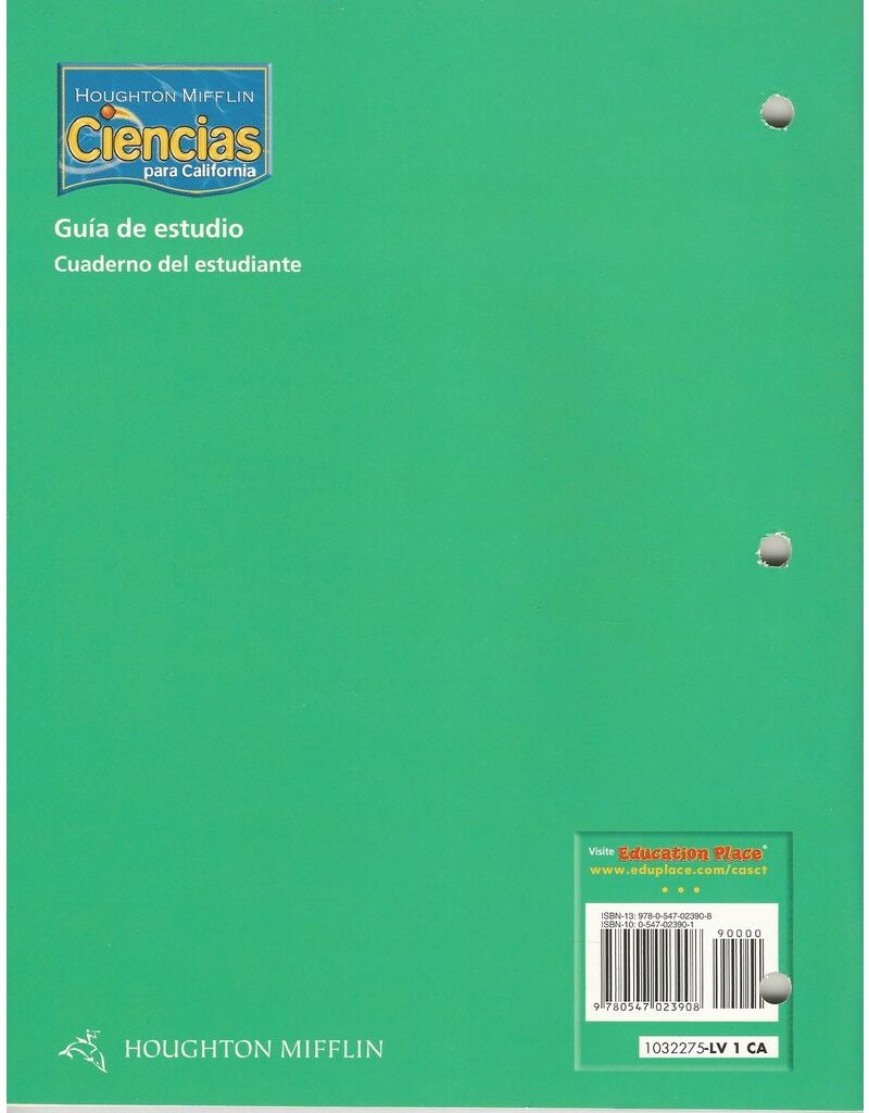 Houghton Mifflin Science Spanish California: Science California Study Guide Consumable, Level 1 (Spanish Edition)