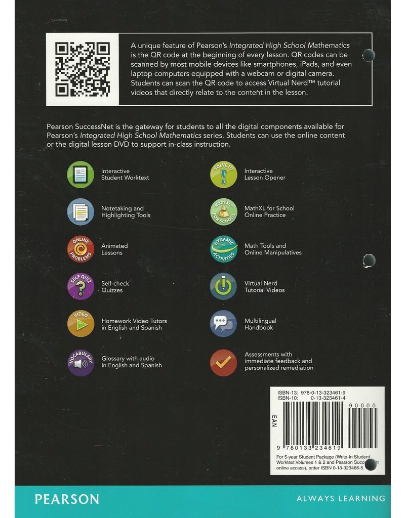 Pearson Mathematics I Common Core Volume 1 Student Edition Workbook 2014
