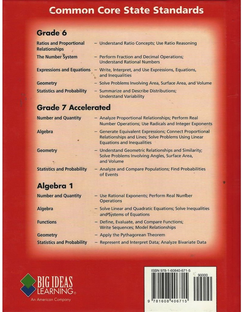 Big Ideas: California: Student Edition Accelerated Course 2 Common Core Curriculum California Student Edition