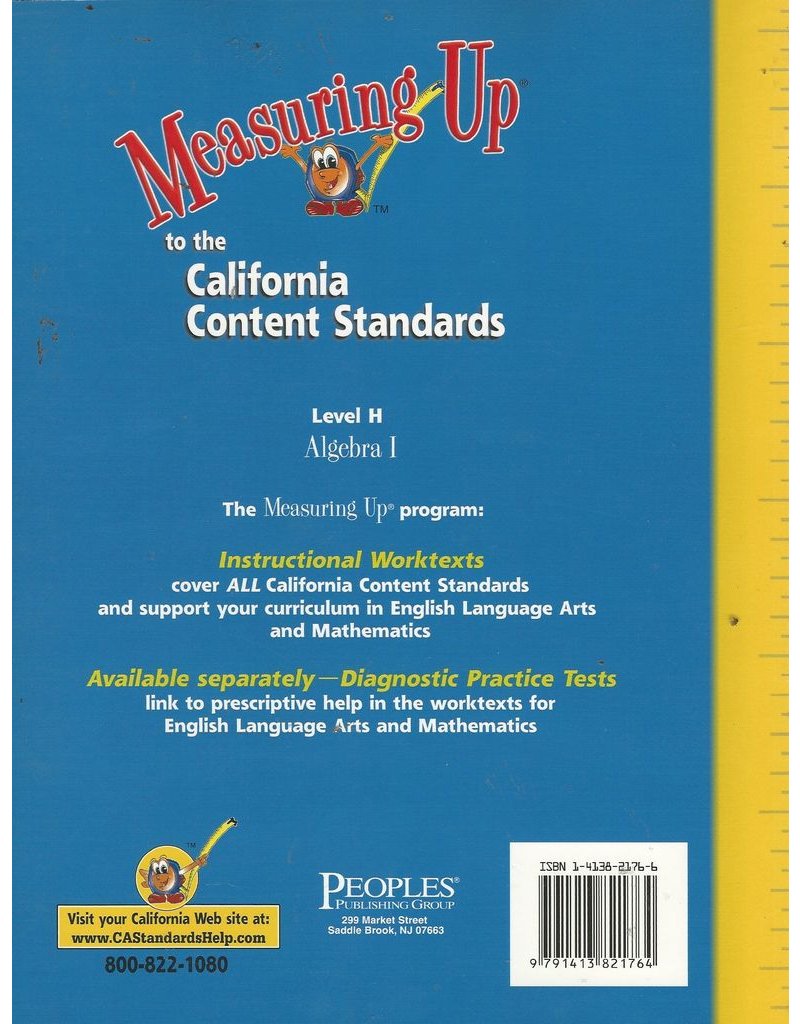 Measuring Up To The California Content Standards Algebra 1 Level H