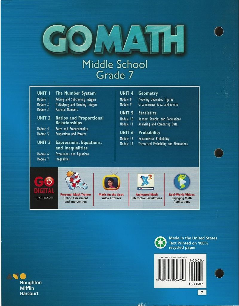 Go Math!: Student Interactive Worktext Grade 7 2014