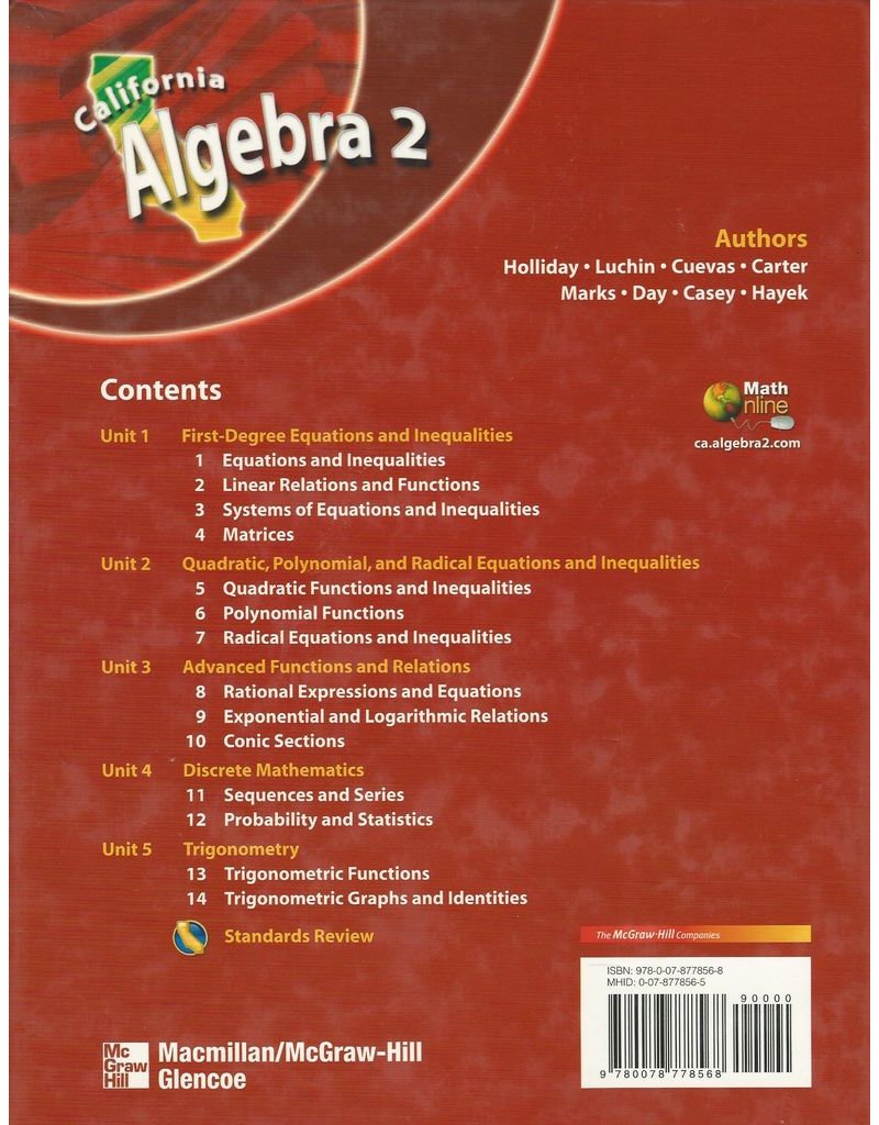 California Algebra 2: Concepts, Skills, and Problem Solving