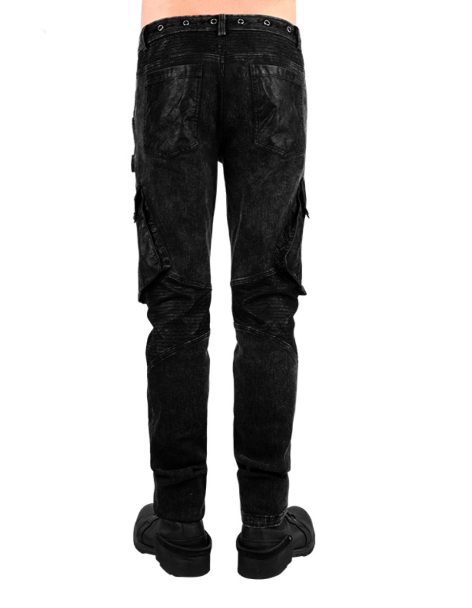 Dark Acid Wash Cargo Jeans Passional Boutique