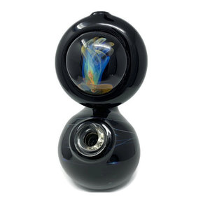 A Kill Art 8 1/2 Glass - Black Marble Bubbler Water Pipe