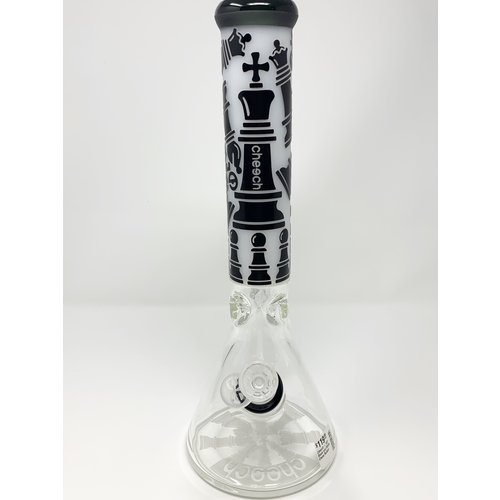 Cheech Cheech - 16” Black and White Chess Beaker Cheech Cheech - 16” Black and White Chess Beaker