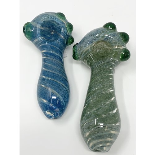 Large Glass Hand Pipe - Blue Green Jewel Large Glass Hand Pipe - Blue Green Jewel