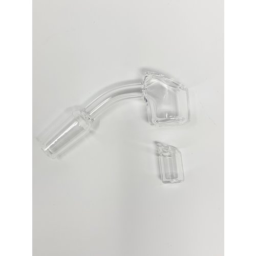 Production Quartz 4mm Thick Quartz 45 Degree Banger with Slitted Insert Cup Production Quartz 4mm Thick Quartz 45 Degree Banger with Slitted Insert Cup
