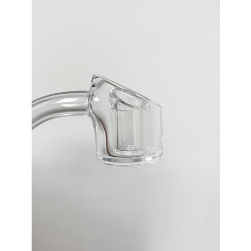 Production Quartz 4mm Thick Quartz 45 Degree Banger with Slitted Insert Cup Production Quartz 4mm Thick Quartz 45 Degree Banger with Slitted Insert Cup