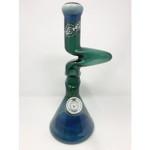 Zong Zong - Two Kink Mini Beaker Water Pipe Silver Fume Zong Zong - Two Kink Mini Beaker Water Pipe Silver Fume