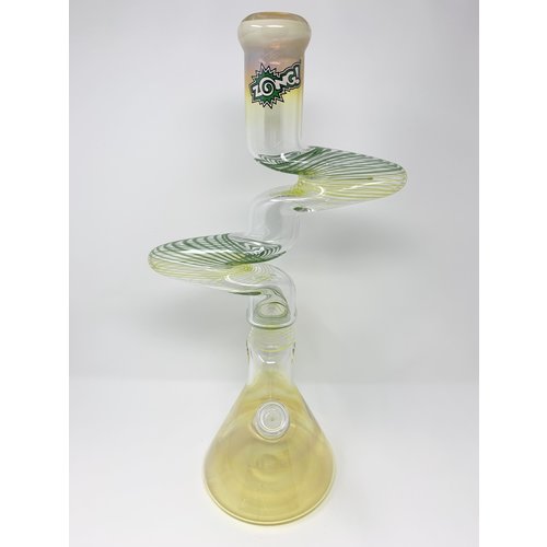 Zong Zong - Fat Striped 3 Kink Silver Fumed Beaker Water Pipe Zong Zong - Fat Striped 3 Kink Silver Fumed Beaker Water Pipe