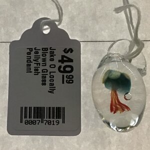 Jake O Locally Blown Glass JellyFish Pendant