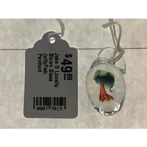 Jake O Locally Blown Glass JellyFish Pendant