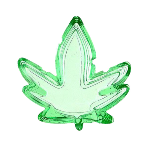 Glass Ashtray - Green Leaf Design