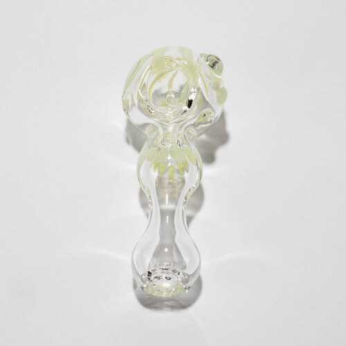 Large Glass Hand Pipe - Clear Neon Swirl