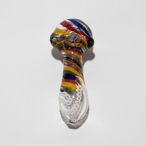 Large Glass Hand Pipe - Clear Rainbow