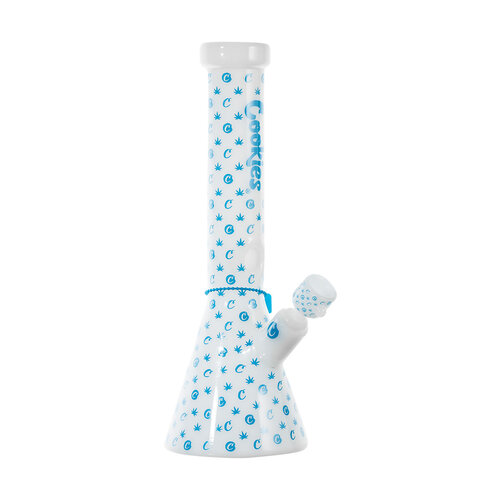 Cookies Cookies Glass V Straight Tube Waterpipe - White Cookies Cookies Glass V Straight Tube Waterpipe - White