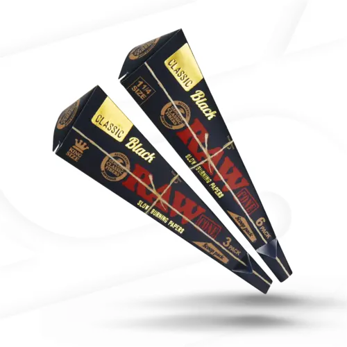 RAW RAW Pre-Rolled Cone Classic Black Scoop Pack - 1 1/4 Size 6pk
