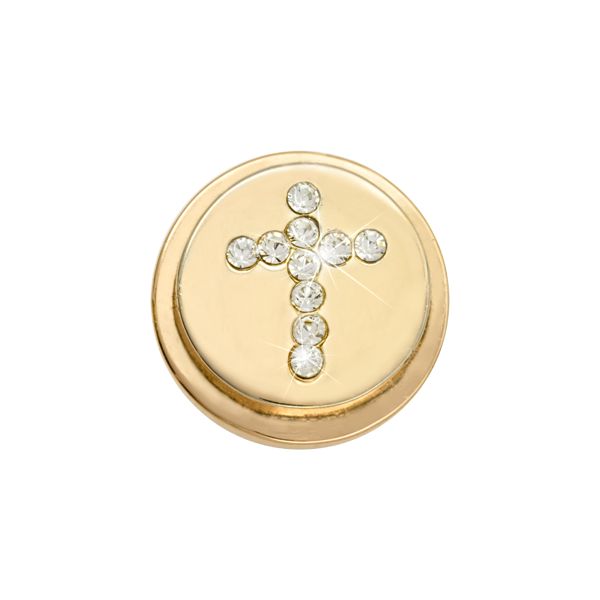'Sparkling Cross' Gold Ring Coin