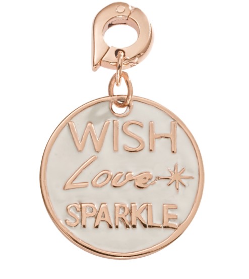 'Wish, Love, Sparkle' Rose Gold Charm