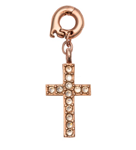 'Sparkling Cross' 20mm RG Charm