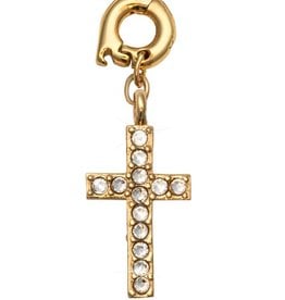 'Sparkling Cross' 20mm Gold Charm