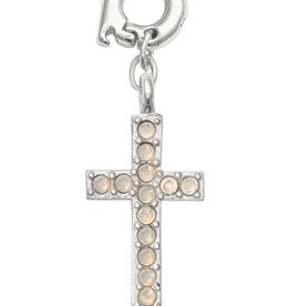 'Sparkling Cross' 20mm Silver Charm