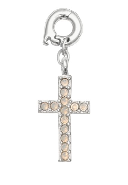 'Sparkling Cross' 20mm Silver Charm