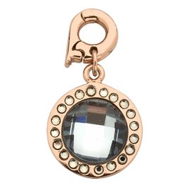 Chic Gray/Blue Mirror Glass' 15mm  Rose Gold Charm