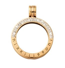 Small Gold Half Pave Pendant