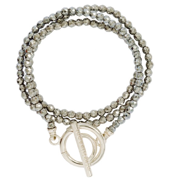 Silver Pyrite Bead Bracelet - B1023S19