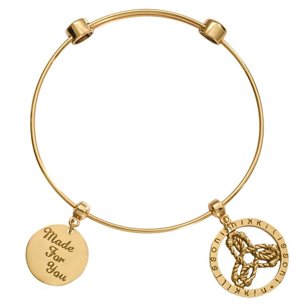 'Made for You' Gold Charm Bangle
