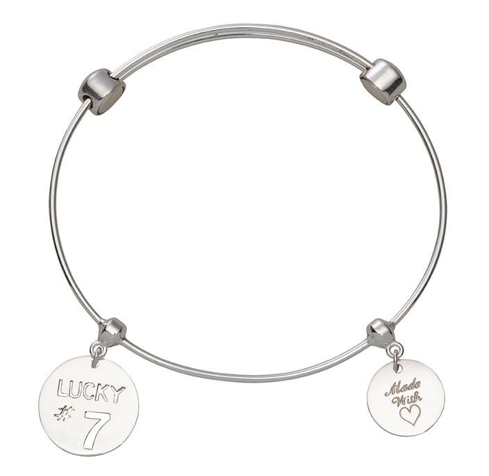 'Made with Love' & 'Lucky 7' Silver Bangle
