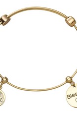 'Blessed' Gold Charm Bangle