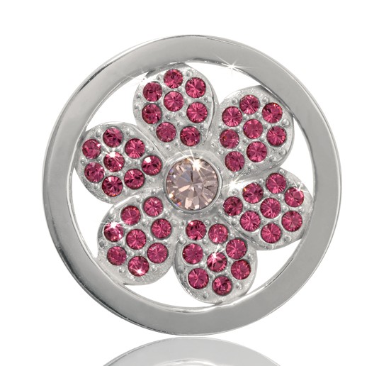 Nikki Lissoni 'Pink Flower' Small Silver Coin - C1074SS