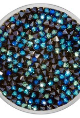 Blue Rock Crystal Large Silver  Coin