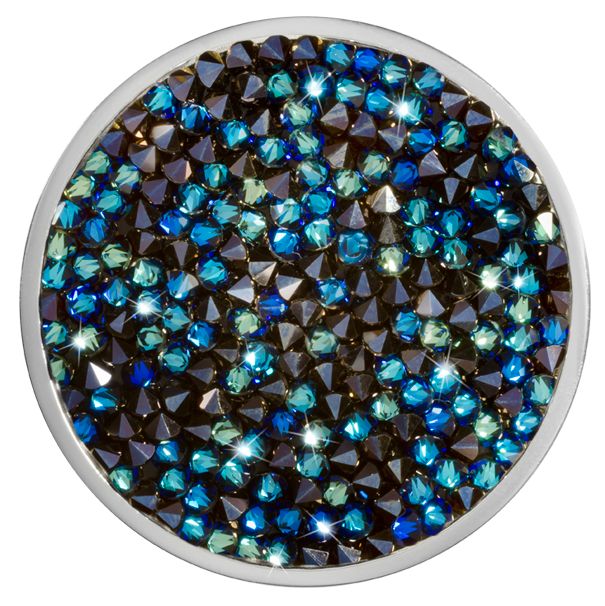 Blue Rock Crystal Large Silver  Coin