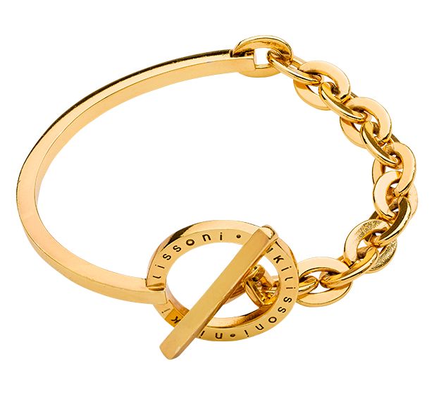 Nikki Lissoni Bangle and Chain Gold Bracelet