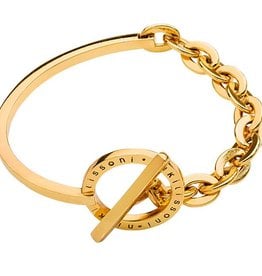 7" Bangle and Chain Combination Gold Bracelet