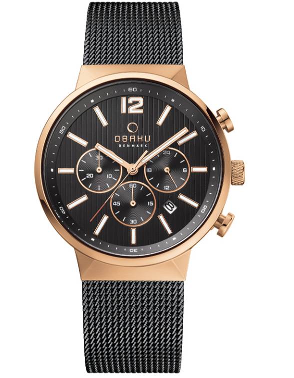 Obaku Watches Men's Storm -  Night & Rose Gold